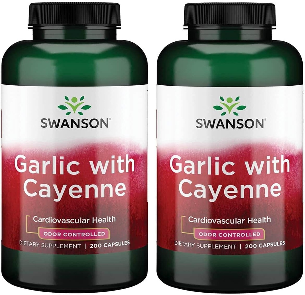 Swanson czosnek z Cayenne 200 kapsułki (2 opakowania)