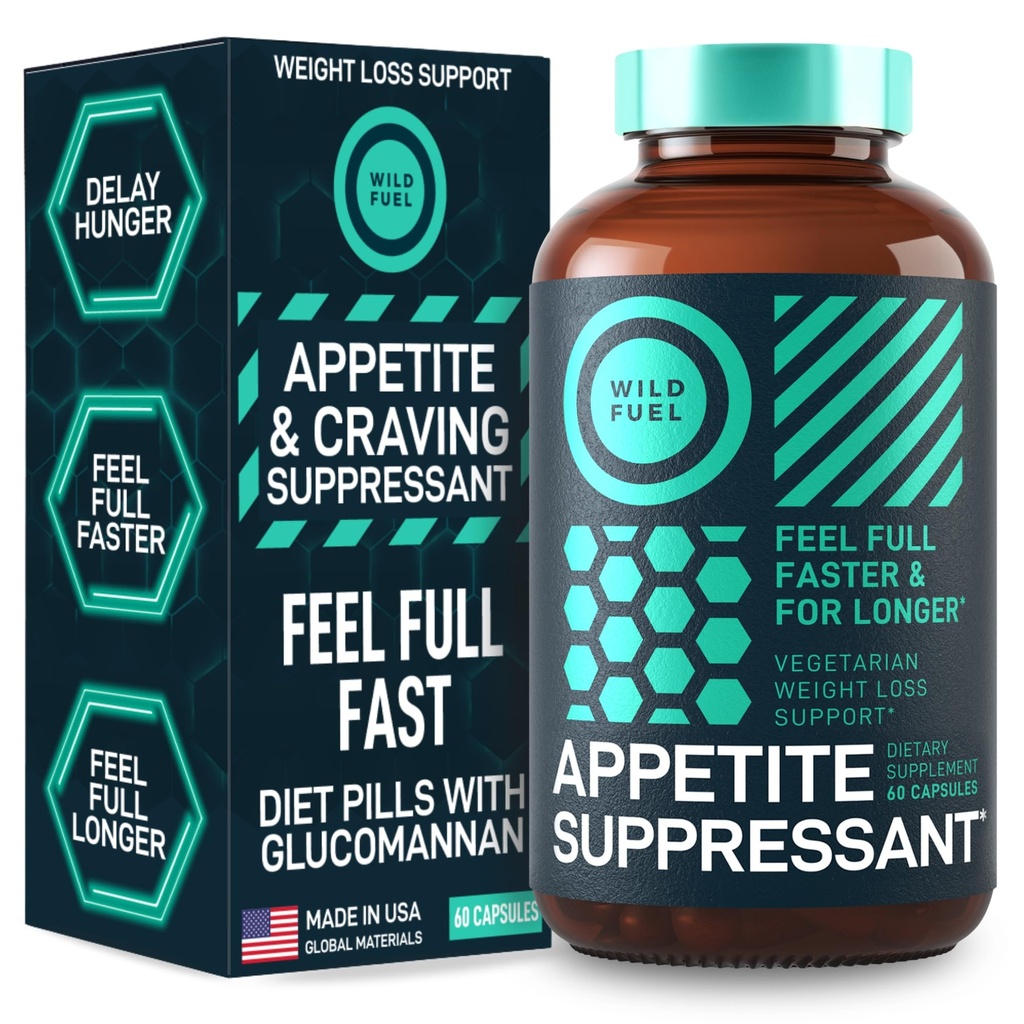 Appetite Suppressant for Weight Loss, Hunger Suppressant - Diet Pigułki, które działają szybko dla kobiet i mężczyzn - Garcinia Cambogia, Glucomannan, White Kidney Bean Carb Blocker i Fat Burner - 60 Kaps Veggie