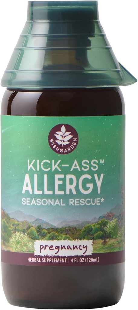 WishGarden Herbs Kick- Ass alergia na ciążę - Plant- Herbal Supplement alergii w / Nettle Leaf, Echinacea & Yerba Santa, Bezpiecznie wspomaga zdrową reakcję histopaminy na sezonowe drażniące, 4oz