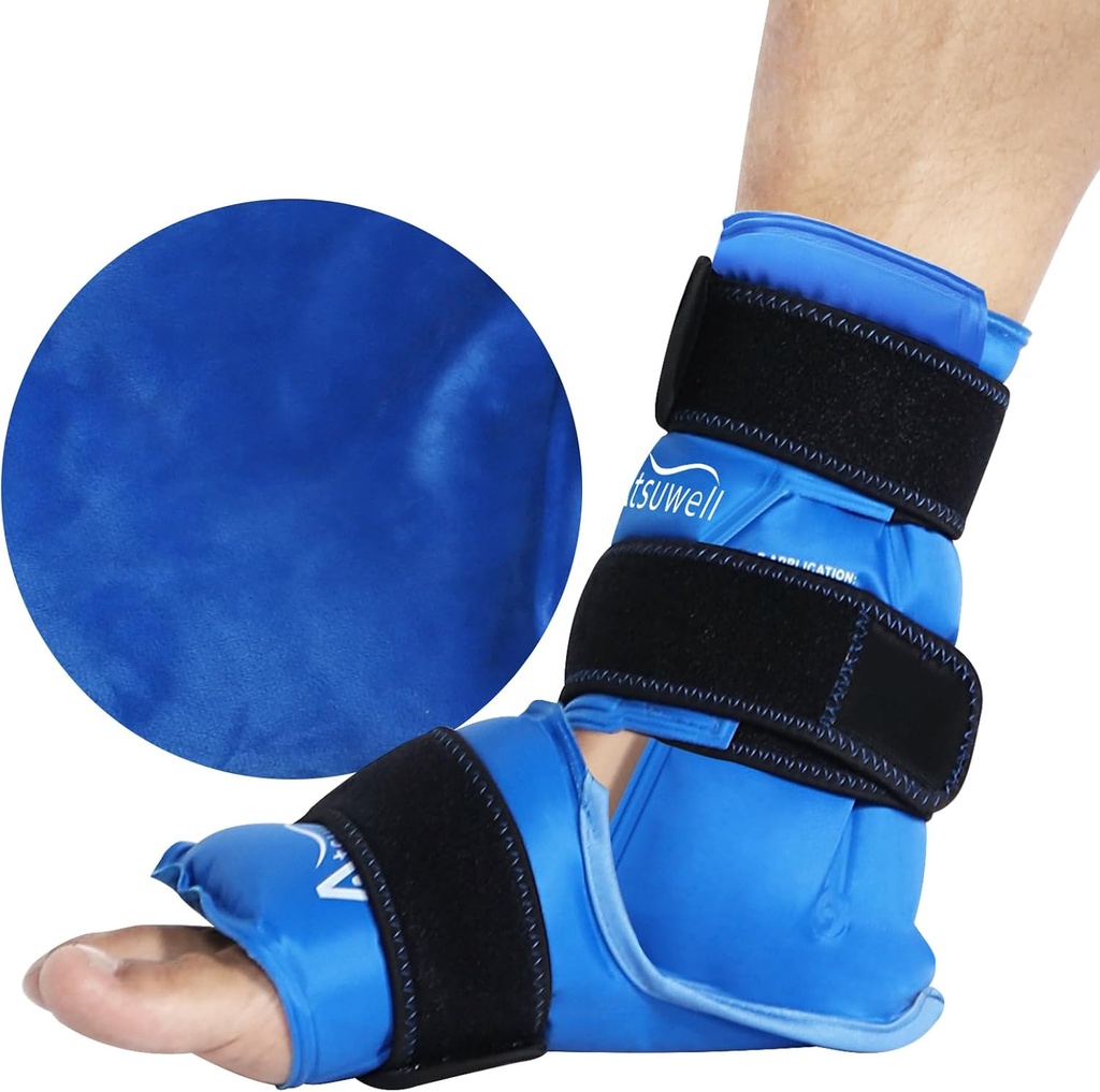 Atsuwell Ankle Ice Pack Wrap, wielokrotnego użytku Ice Pack for Ankle, duży żel Cold Pack Foot for Cold Compression, Elastyczne Jel Heel Pack dla mężczyzn Kobiety, Relaks