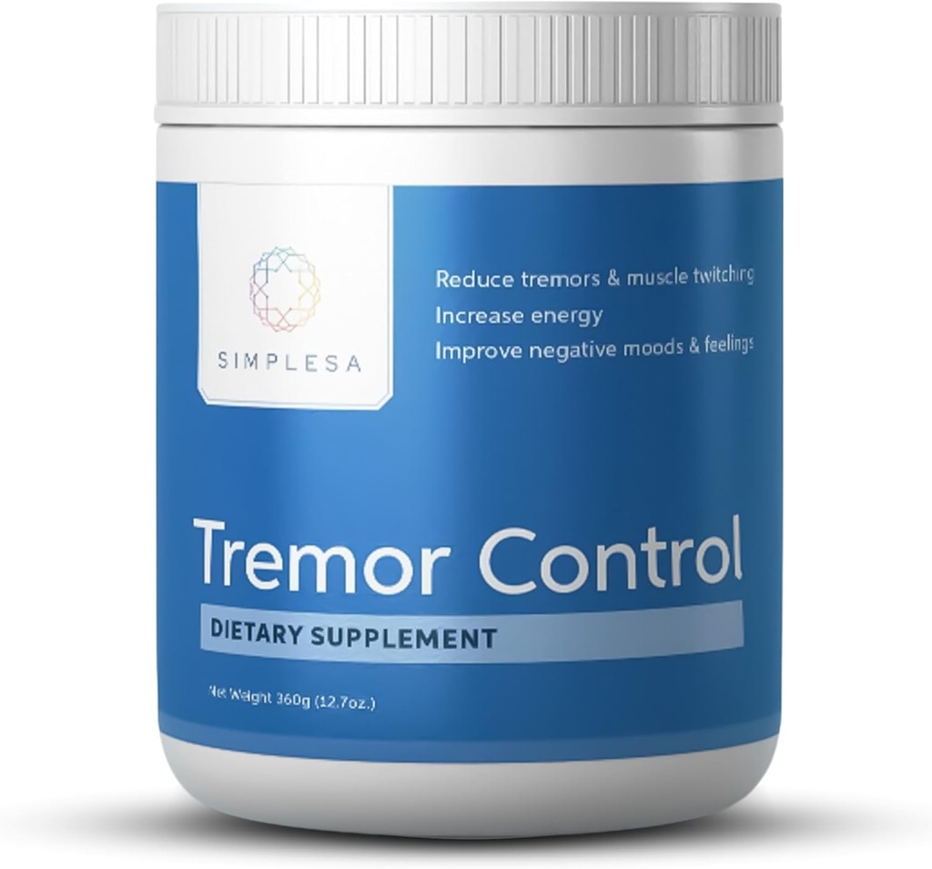 Simplesa Tremor Control, L- Arginina Alfa- Ketoglutaminian Suplement, Zawiera GABA, Ubichinol i Niacyna, 360g AAKG Proszek Suplement, Wspiera Tremor Control, i Mięśnie Zdrowie