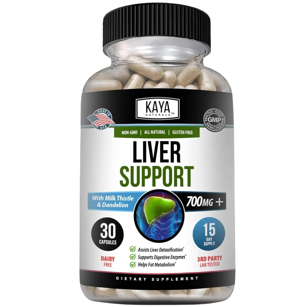 Kaya Naturals Liver Cleanse Detox & Naprawa - Suplement do Oprzyrządowania mleka - Detox wątroby dla kobiet i mężczyzn - Ekstrakt z karczocha i Kapsułki korzeniowe Dandelion - 30 Count