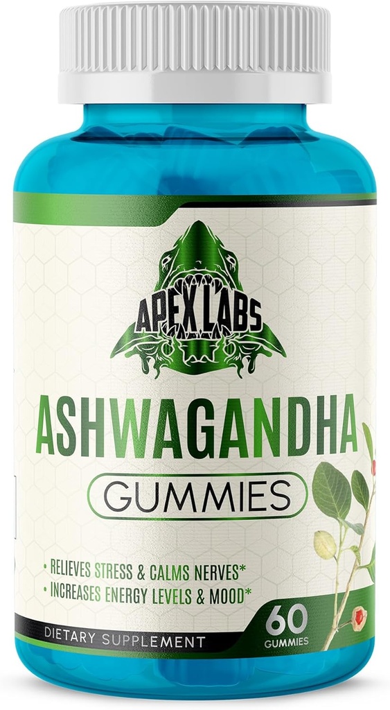 Gummy Ashwagandha - 60 Hrabia - Mieszane jagody, KSM- 66, Wegan, Roślina oparta, Non-GMO, Gluten- Free & Żelatyna Relax