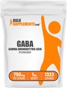 BulkSupplements.com Proszek GABA - Gamma Aminobutyric Acid, Suplement GABA, Suplement Amino Acid Supplement - Gluten Free, 750mg na jedną porcję, 1 kg (2,2 kg) (opakowanie po 1)