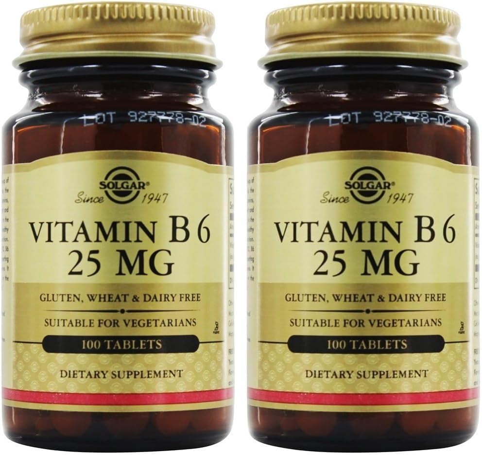 SOLGAR Witamina B6 25 Mg, 100 tabletek, 100 liczenia (opakowanie po 24)
