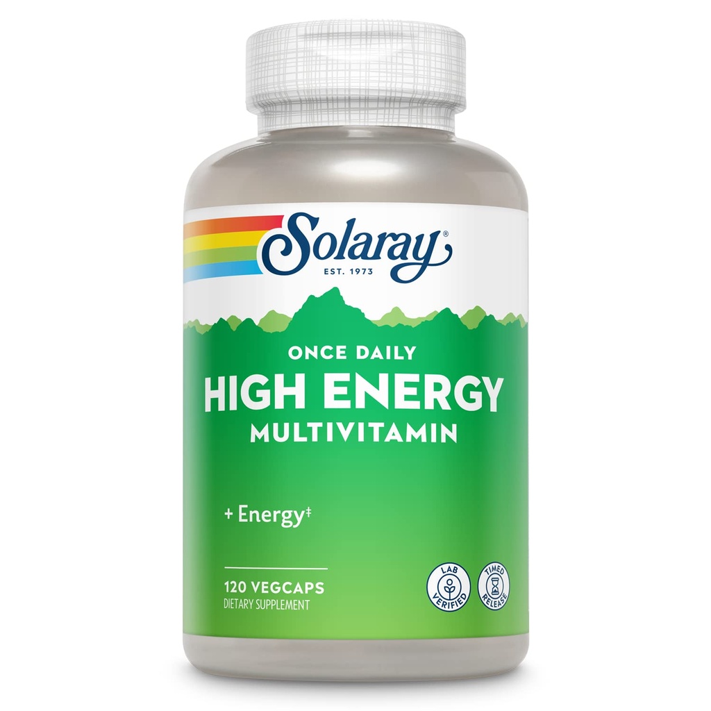 SOLARAY High Energy Multivitamina 124; Once Daily, Timed- Release Formuła XI124; Whole Food & Herb Base XI124; Non-GMO