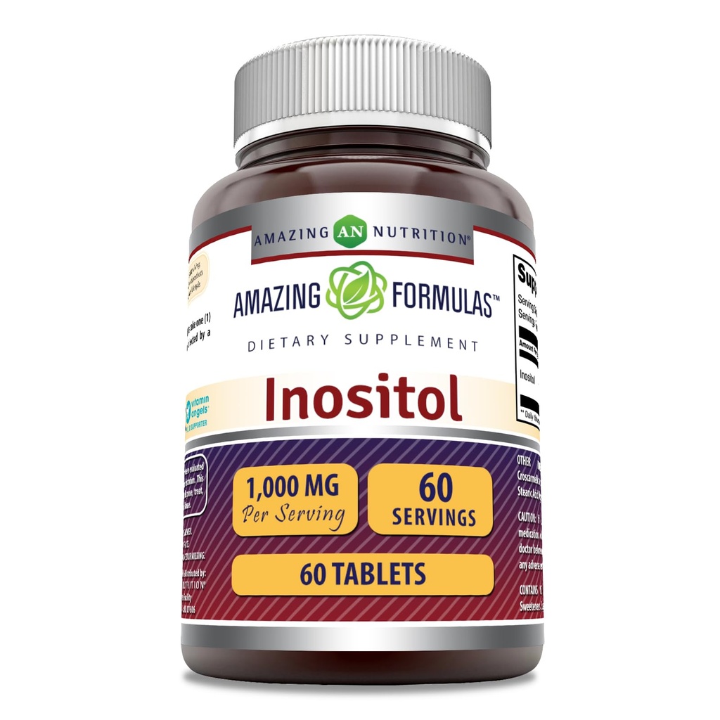 Amazing Supples Inositol 1000mg Supplement Agregat 124; Tablets Agregat 124; Non-GMO Agregat 124; Gluten- Free Agriculture 124; Made in USA (1 Pack, 60 Count)