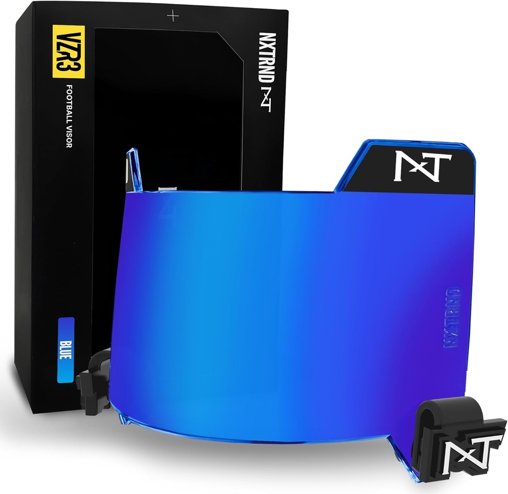 Nxtrnd VZR3 Football Visor, Technologia zakrzywionych soczewek, Pasuje kaski piłki nożnej dla dorosłych i młodzieży