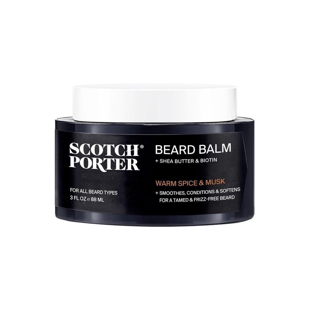 Scotch Porter Conditive Beard Balm - gładki, Kształt, Moisturize i miękkie grube, suche włosy twarzy podczas zachęcania wzrostu Fuller / Healthierlooking Beard - Oryginalny zapach, 3 oz. Jar