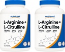 Nutricost L- Arginine L- Citruline Complex 750mg, 240 kapsułki (2 butelki) - Non-GMO