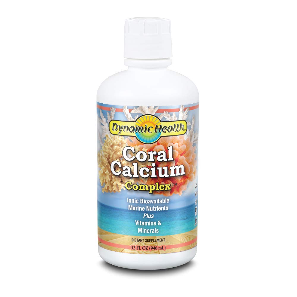 Dynamic Health Coral Calcium Complex: 124; Bone Health & PH Level Support: 124; Easser Than Capsules, Liquid Supplement: 124; with Magnezu 124; 32oz, 32 Serv