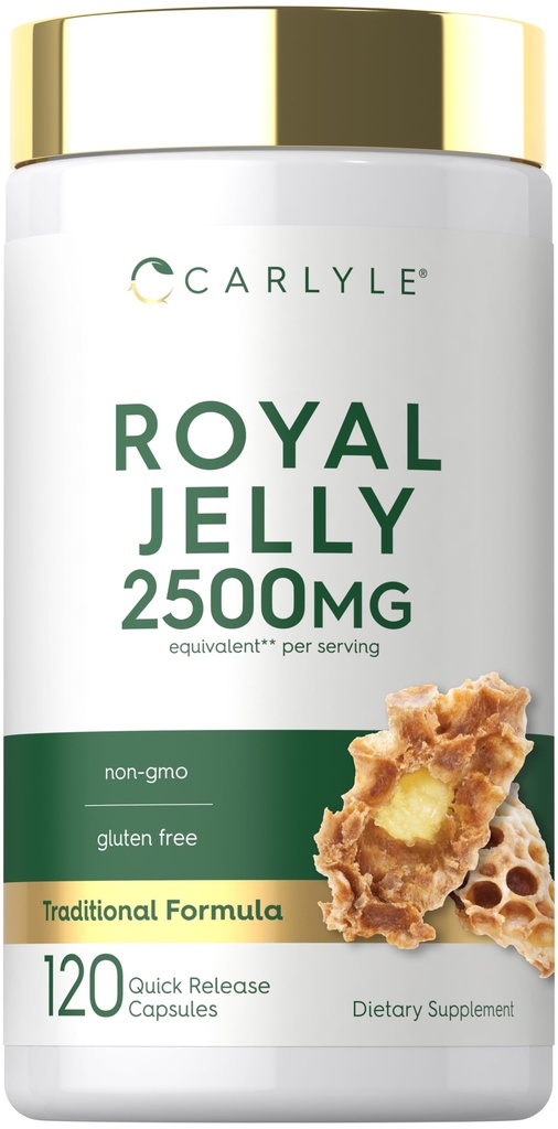 Carlyle Royal Jelly Kapsułka 124; 2500mg 124; 120 Hrabia 124; Non- GMO i Gluten Free Formula 124; Tradycyjny suplement