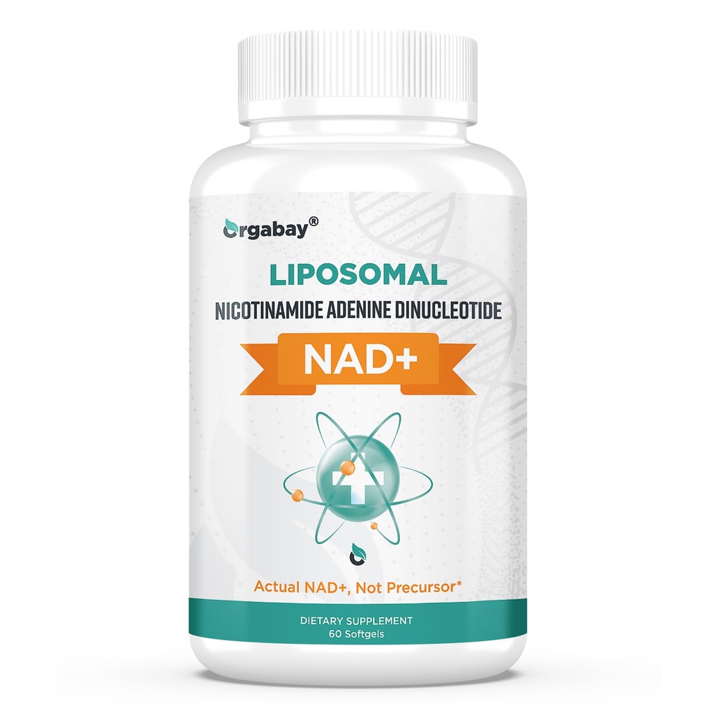 Orgabay Liposomal NAD + Suplement 500 mg, Wysoka Absorpcja, Wzmacnianie NAD + z TMG 250 mg, Rzeczywisty NAD Plus bardziej wydajny niż Nikotynamid Ribozyd, Wsparcie energii komórkowej, Zdrowe Starzenie 124; 60 Softgels