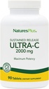 Natury Plus Ultra- C 2000 mg - 90 Tabletki - Witamina C z Rose HIPS - Immune & Przeciwutleniacz Wsparcie - Wegetarianin, Gluten Free - 90 Słupki