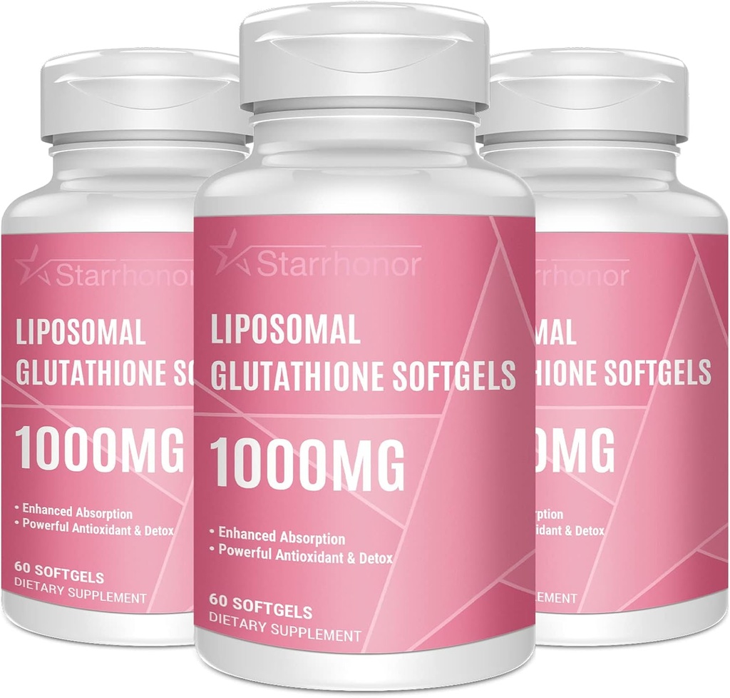Liposomal Glutathione Softgels 1500MG, Reduced Glutathione Suplement z witaminą C, Lepsza absorpcja, Nie-GMO Potężny przeciwutleniacz do zdrowego starzenia, Detox, Zdrowie immunologiczne, 180 Softgels