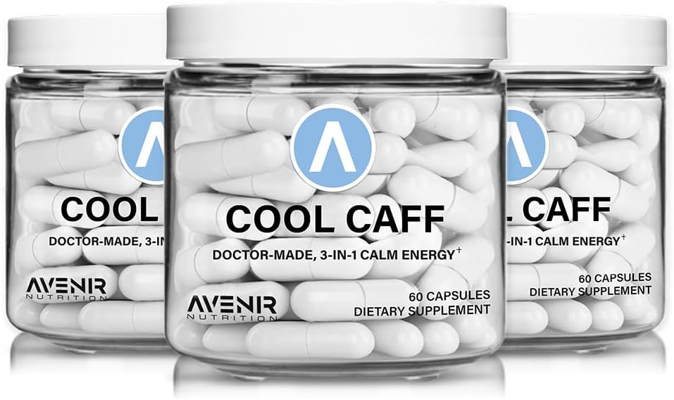 Avenir Nutrition Cool Caff Suplementy energetyczne, L teanina i kofeina - Energy Boost and Focus - Wstępny trening dla kobiet i mężczyzn, alternatywa kawy 60 Kapsułki (3)