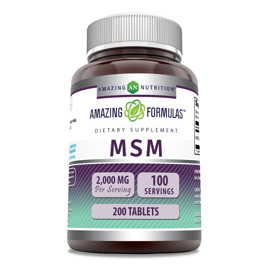 Amazing Supples MSM (Methylsulfonylmetan) Supplement DEVE 124; 1000 Mg Per Serving EVE 124; 200 Tablets EVE 124; Non-GMO EVE 124; Gluten Free EVE 124; Made in USA