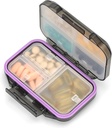 Pil Organizator Travel Pill Box Waterproof Medicine Case Supplement i uchwyt witaminy Pocket Pharmacy Przenośny Pill Storage z 7 Komory do torebki (czarny)