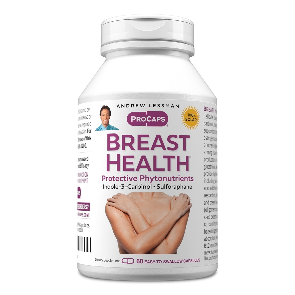 ANDREW LESSMAN Breast Health 60 Kapsułki - Zapewnia ochronne składniki dla naturalnego wsparcia delikatnej tkanki piersi, z Indole- 3 -Carbinol, Sulforaphane, Green Tea Extract i więcej