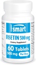 Supersmart - Fisetin 500 mg na dobę (Easy- to- Take) - 98% Pure Fisetin Supplement - Wysoce Bioavailable Polyphenol - Potent Senolitic Activator Amend124; Non - GMO & Gluten Free - 60 Tablets