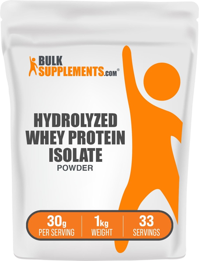 BulkSupplements.com Zhydrolizowany proszek z izolatu białka serwatki - białko z izolatu serwatki - Unflavored & Gluten Free, 30 g na jedną porcję, 1 kg (2,2 kg) (opakowanie po 1)