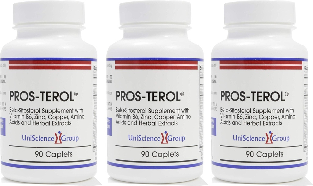 Pros- TEROL (3 Butelki), Prostate Relief z 900 mg Steroli roślinnych z nasion dyni, Pieczenie korzeni siatkówki, Ginger Root, Licorice Root Ekstrakty 90 Kaplety