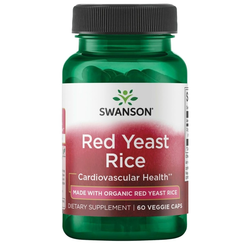 Swanson Made with Organic Traditional Red Yeast Rice 600 Miligramy 60 Kapsułki Veg