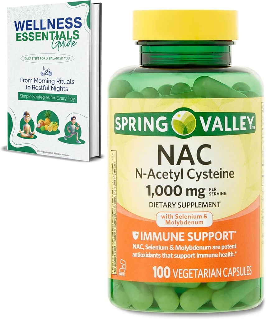Suplement NAC N- Acetylo Cysteina Bis124; 1000mg, 100 Hrabia 124; Wsparcie immunologiczne, Kapsułki wegetariańskie 124; Gluten- Free, Soy Free, Laktoza Free 124; z Selenium i molibdenu
