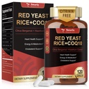 Red Yeast Rice 2,000mg z CoQ10 Suplement - Citrynin Free Extract Red Yeast Rice Capsules z CoQ10 100 Plus Citrus Bergamot - Cholesterol Lowering Supplements 3rd- Party Tested Vegan Non-GMO