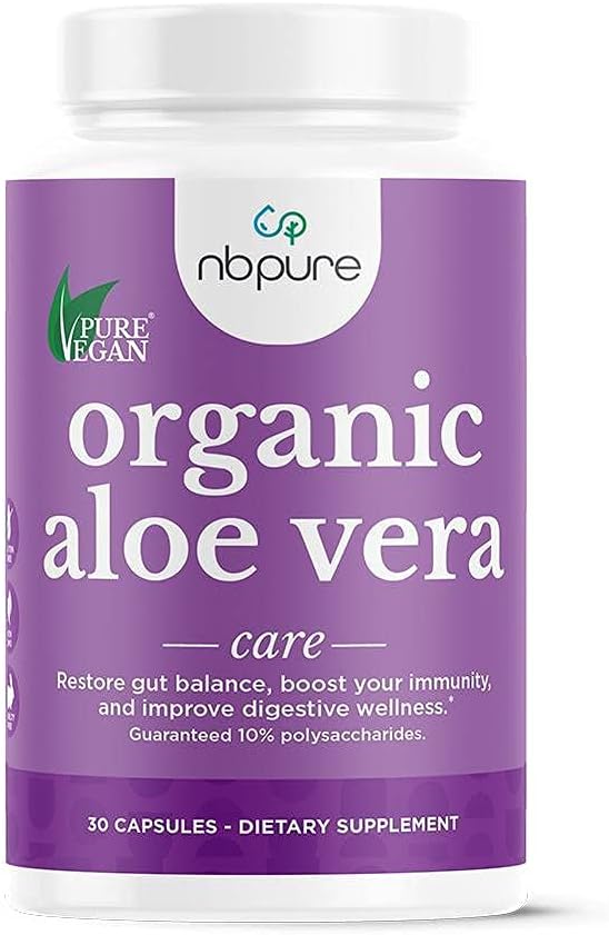 nbclean Organic Aloe Vera, Przywracanie równowagi gut, Immunitet Support and Digestive Wellness 30, Kapsułki wegańskie
