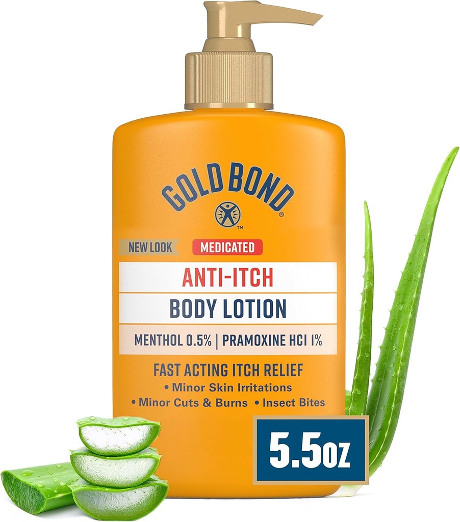 Złoto Bond Medykowane anty-Itch Body Lotion 5.5 oz, Steroid Free, szybko działające Itch Relief