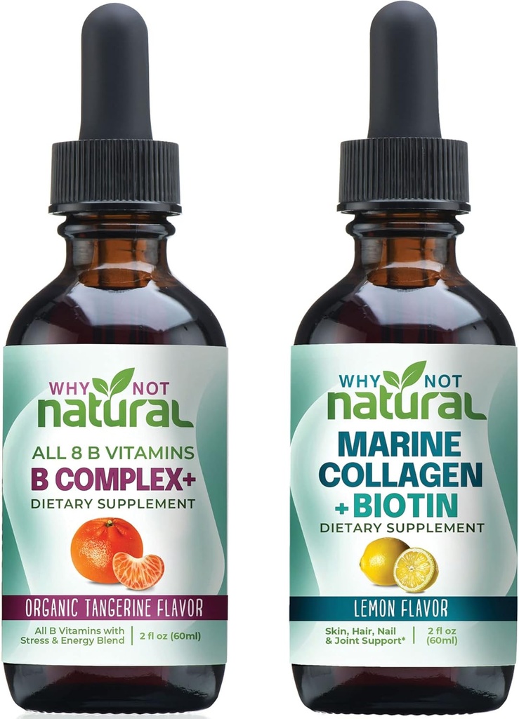 Dlaczego nie naturalne witaminy B złożone krople płynne i Marine Liquid Collagen dla włosów, skóry i paznokci