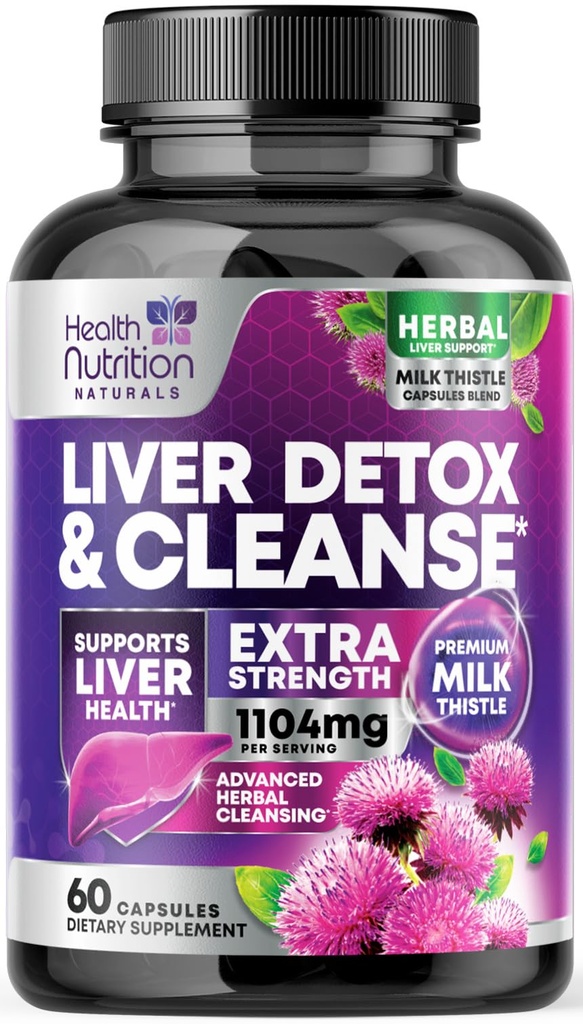 Delikatny wzór detox i naprawy wątroby Cleanse - Advanced Liver Support Supplement with Silymarin Milk Tistle, Dandelion Root, Artiduck Extract, Turmeric, Choline, & Beetroot - 60 Kapsułki wegetariańskie