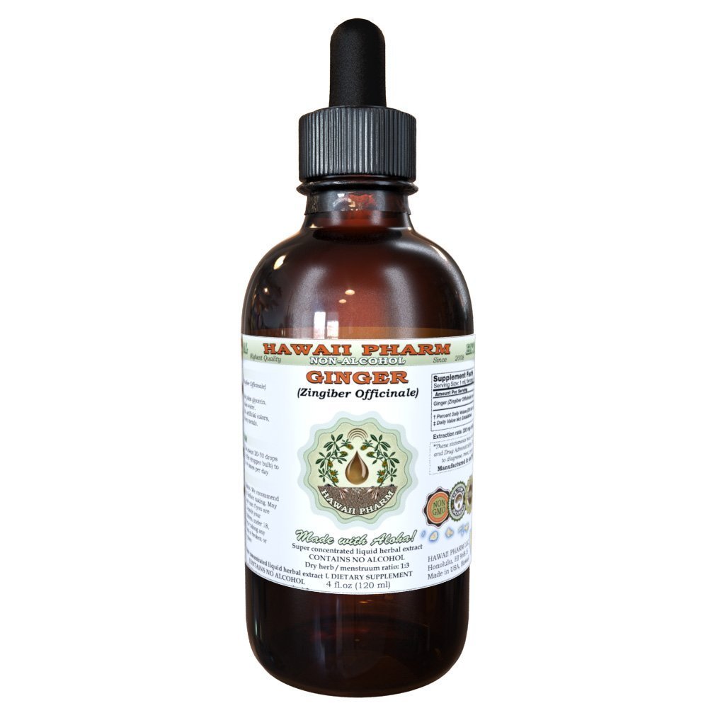 Ginger Alcohol Free Liquid Extract, Organic Ginger (Zingiber officinale) Suszony glicerol korzeniowy Hawaii Pharm Natural Herbal Supplement 2 oz