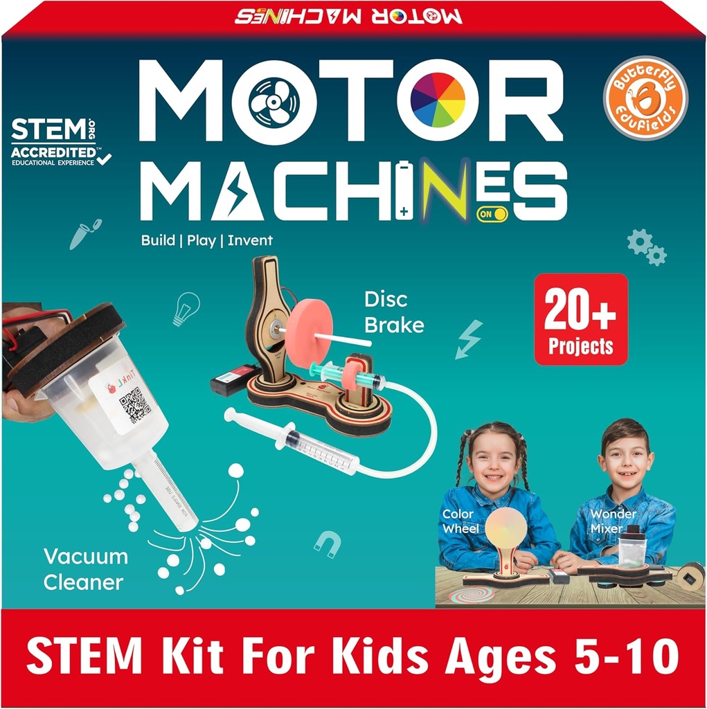 Butterfly EduFields 20in1 STEM Projects Kit for Kids Age 5- 7 6- 8 8- 10 XD 124; STEM Toys for Kids 5 6 7 8 9 10 Year Annual 124; Motor Machines - Robotics & Inżynieria Zabawki 124; Prezent dla 6 7 8 9 10 Lat
