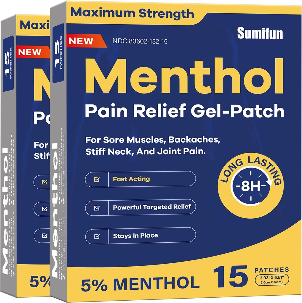 Sumifun Medicated Cold Hot Patches - 30 Count 5% Menthol Extra Force Pain Relief Patches Potężne ukierunkowane Relief dla Proste Backaches, Ból stawów, Stiff Neck, Ból mięśni