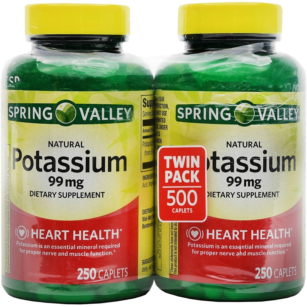 Spring Valley Potasu 99 mg z Glukonianu potasu 595 mg (250 Count, 2 Pack)