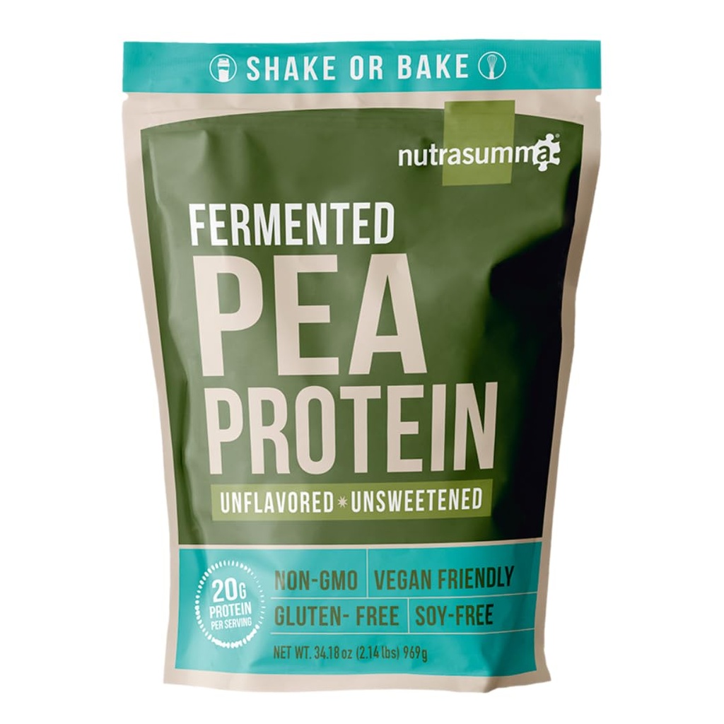 Proszek z białka grochu nutrasumma, niearomatyzowany i niesłodzony wegan bez cukru, 100% roślina oparta, nie GMO, Gluten Free & Soy Free, 2,14 LB