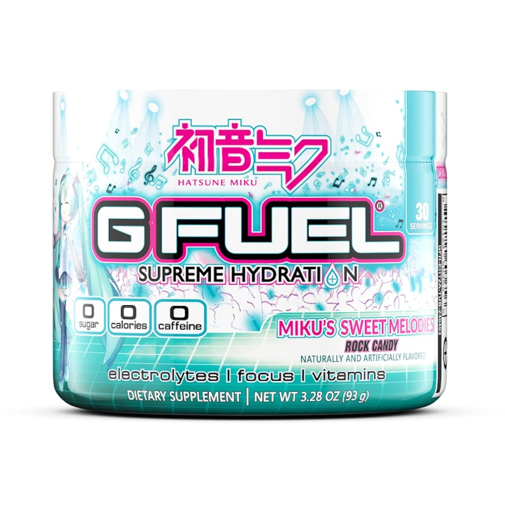 G Paliwo Słodkie Melodie Najwyższa Nawodnienie, Electrolyte Proszek Mix for Energy & Focus, Cukier i kofeina Bezpłatne Suplement z witamin i minerałów eterycznych, Rock Candy Flavor, 3.28 oz - 30 Służenia