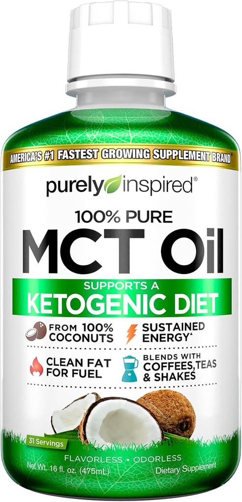Oil MCT 124; Pure inspread Pure MCT Oil Keto 124; Sourced from Coconut Oil, non-GMO Equipment 124; Supports Keto & Paleo Diets Equipment 124; Mieszanki z kawy, herbaty i shakes Equipment 124; MCT Oil for Trwała Energia Equipment 124; Unflavored, 16 fl oz