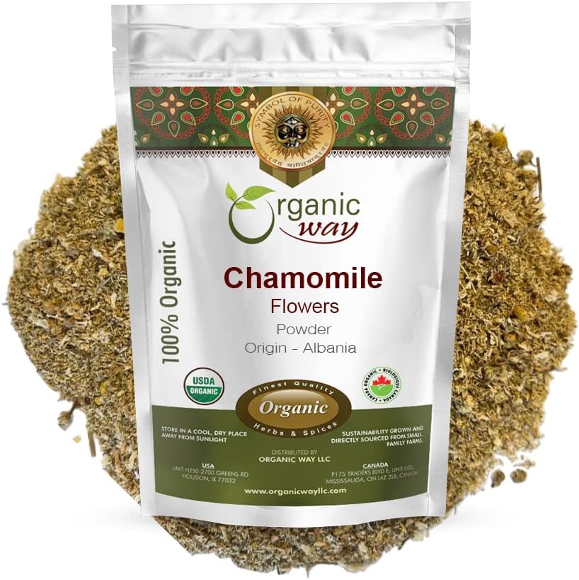 Rumianek organiczny w proszku (Matricaria chamomilla) Herbata ziołowa - Europejska Wild- Harvest 124; Organic & Kosher Certified Agregated 124; Nie GMO Agregat 124; USDA Certified Agregated 124; Pochodzenie - Albania (1 / 4 LB - 4 Oz)