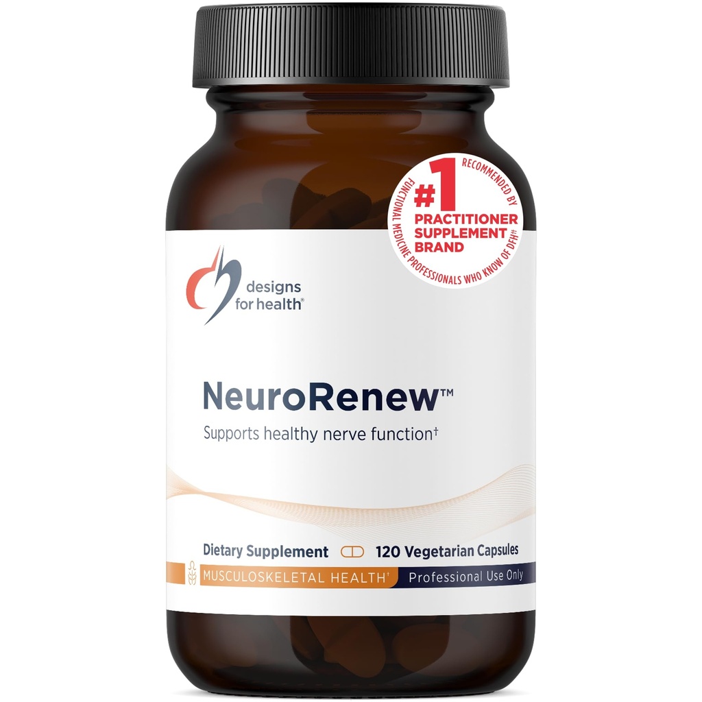 Designs for Health NeuroRenew - 5-MTHF with Vitamin B6 (p-5p), Methyl B12, Acetyl L-Carnitine, B1 (Benfotiamine) + More - Supports Healthy Nerve Function - Non-GMO Supplement (120 Capsules)