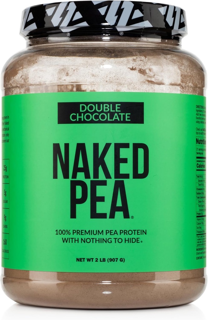 NAKED Pea - Podwójne Czekoladowe Białko z US & Canadian Farms, Organic Cocoa, Organic Coconut Sugar - No GMO, No Soy, i Gluten Free, Pomoc wzrost i odzysk - 21 Sługi