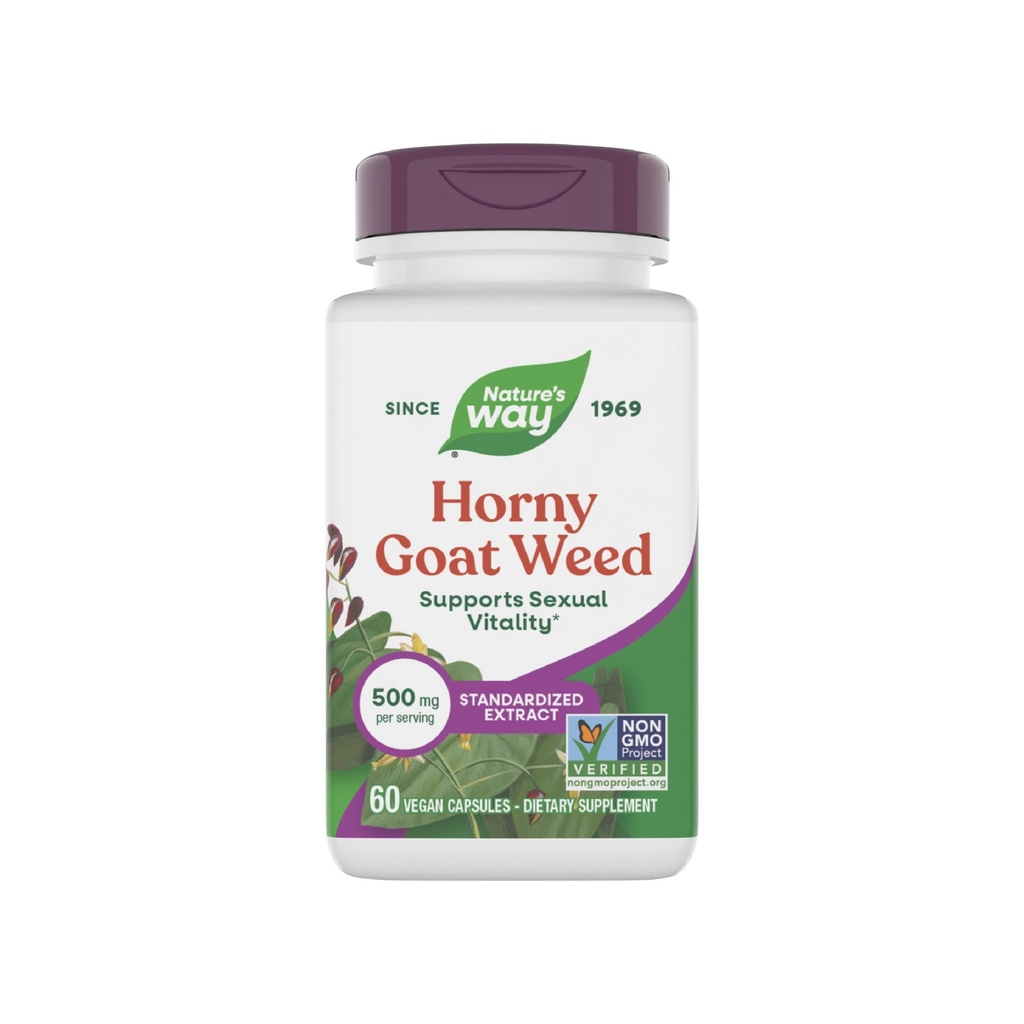 Nature 's Way Horny Goat Weed Premium Extract Sexual Vitality, * Non- GMO, Vegan, 60 kapsułki