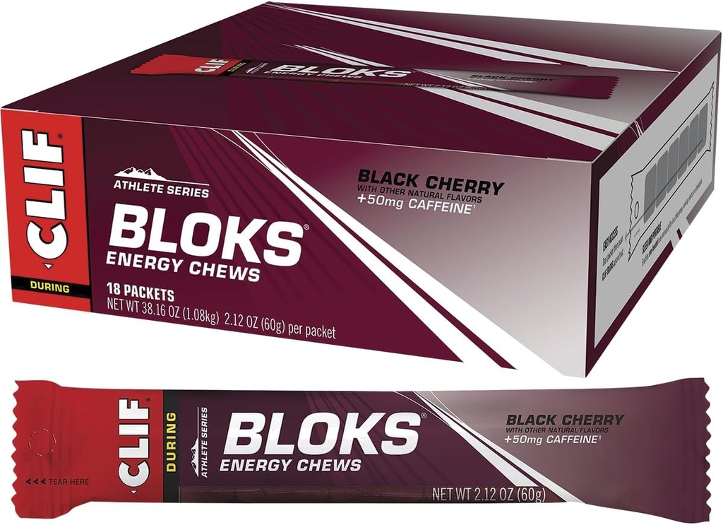 Klif Shot Bloks, Black Cherry, 2.12 oz (Opakowanie po 18)
