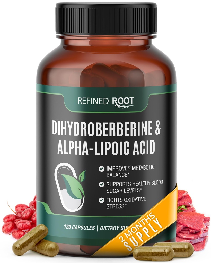 Rafined Root Dihydroberberine 300mg with Alpha Lipoic Acid 600mg Supplement - Extra Force Berberine Supplement with Alpha- Lipoic Acid (ALA) - Advanced Dihydroberberine for Optimal Health