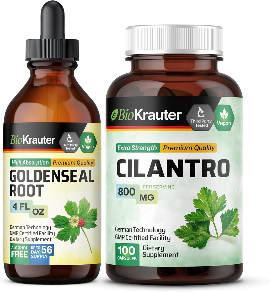 BIO KRAUTER Goldenseal nalewka 4 Fl. Oz. & Cilantro 100 kapsułki
