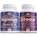Natural Sleep Aid Magnez Complex Bundle - Premium Sleep Supplement Supplement i Magnezu Supply - jeden miesiąc dostaw, Made in USA