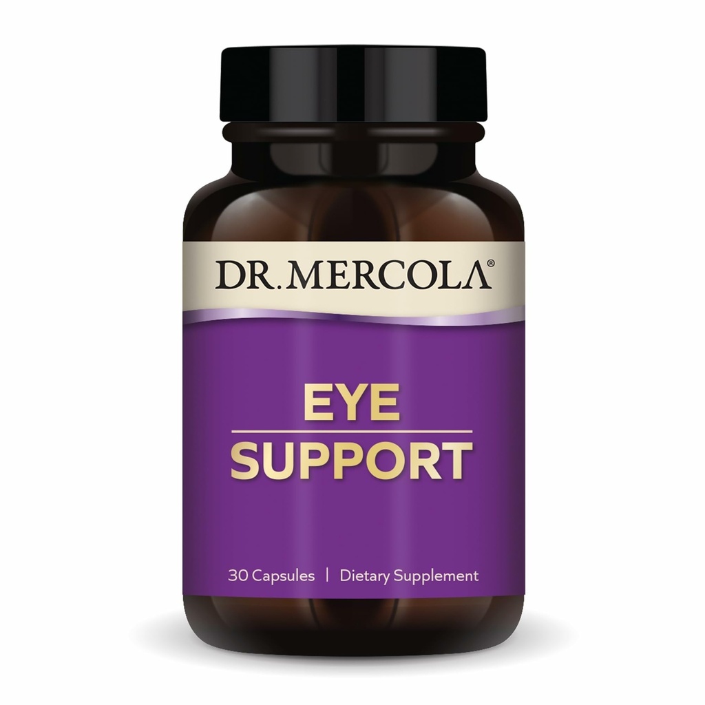 Dr Mercola Eye Support - Wsparcie Eye & Vision Health - z luteiną, Zeaksantyną, Astaksantyną organiczną i czarną porzeczką - Non-GMO, Gluten- Free & Soy Free - 30 Kapsułki (30 Servings)