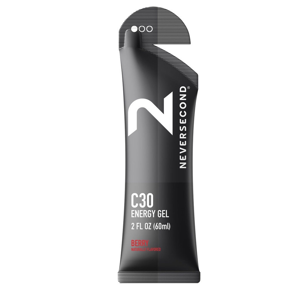 Neversecond C30 Energy Gel, Performance Nutrition & Hydration, Never2 Energy Gel for Ultra Triathlons, Cycling & Marathons (Berry Flavor, 12- Count Pack)